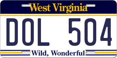 WV license plate DOL504