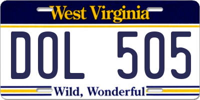 WV license plate DOL505