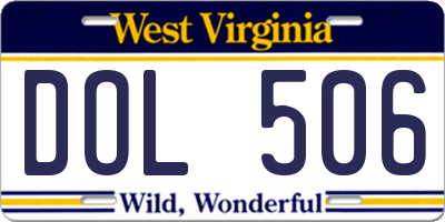 WV license plate DOL506