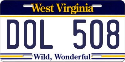WV license plate DOL508