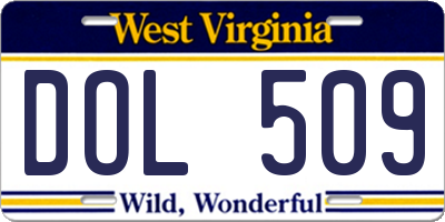 WV license plate DOL509