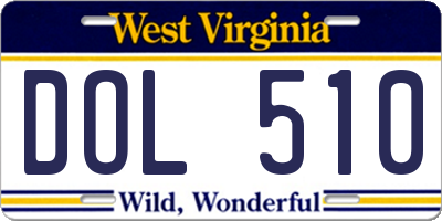 WV license plate DOL510
