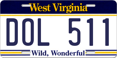 WV license plate DOL511