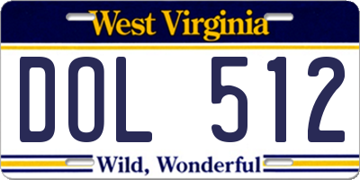 WV license plate DOL512