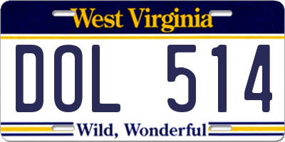 WV license plate DOL514