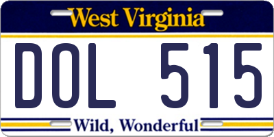 WV license plate DOL515