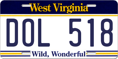 WV license plate DOL518