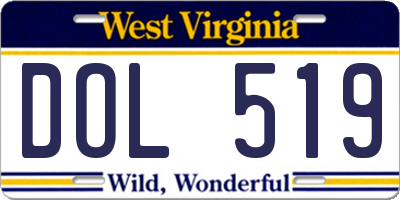 WV license plate DOL519