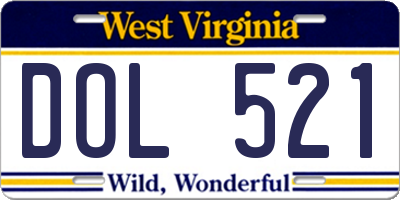 WV license plate DOL521