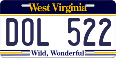 WV license plate DOL522