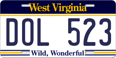 WV license plate DOL523
