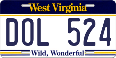 WV license plate DOL524