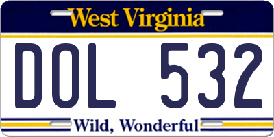 WV license plate DOL532