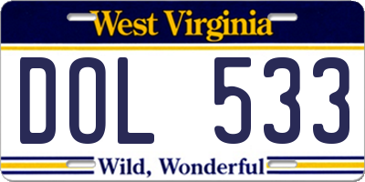WV license plate DOL533
