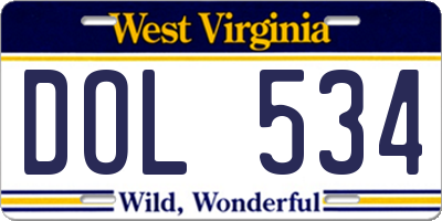 WV license plate DOL534