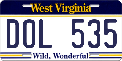WV license plate DOL535