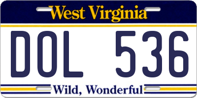 WV license plate DOL536