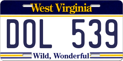 WV license plate DOL539
