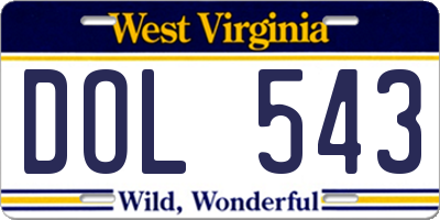 WV license plate DOL543