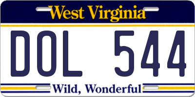 WV license plate DOL544