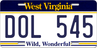WV license plate DOL545