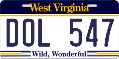 WV license plate DOL547