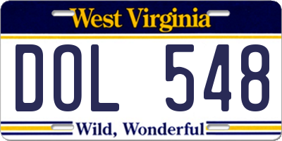 WV license plate DOL548