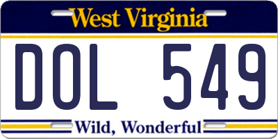 WV license plate DOL549