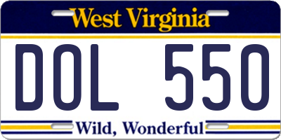 WV license plate DOL550
