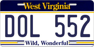 WV license plate DOL552