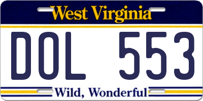 WV license plate DOL553