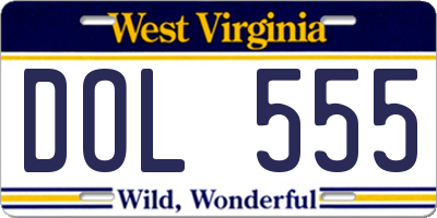WV license plate DOL555