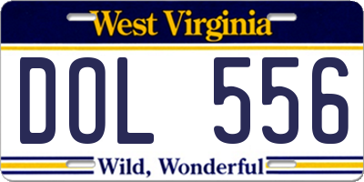 WV license plate DOL556