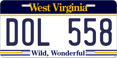 WV license plate DOL558