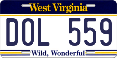 WV license plate DOL559