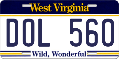 WV license plate DOL560