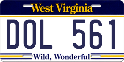 WV license plate DOL561