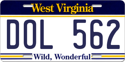 WV license plate DOL562