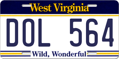 WV license plate DOL564