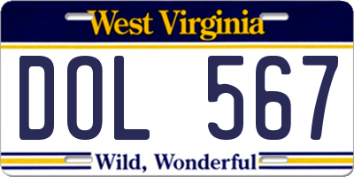 WV license plate DOL567