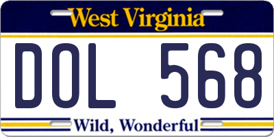 WV license plate DOL568
