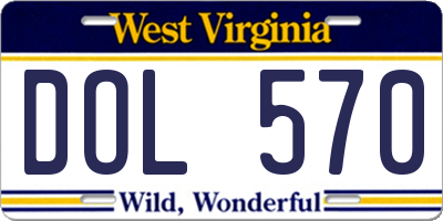 WV license plate DOL570