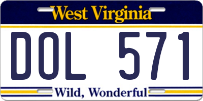 WV license plate DOL571