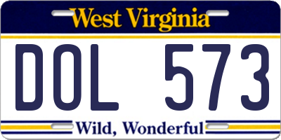 WV license plate DOL573