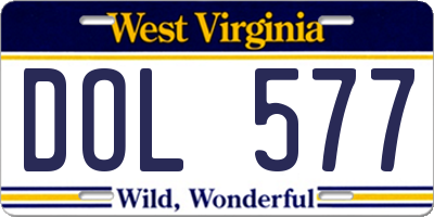 WV license plate DOL577