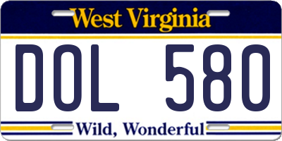 WV license plate DOL580