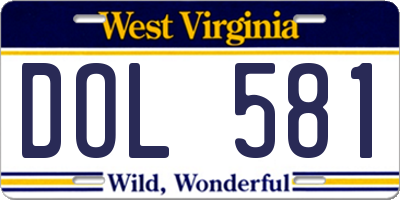 WV license plate DOL581