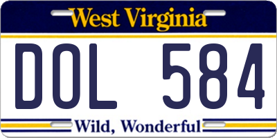 WV license plate DOL584