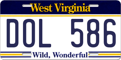 WV license plate DOL586