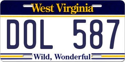 WV license plate DOL587
